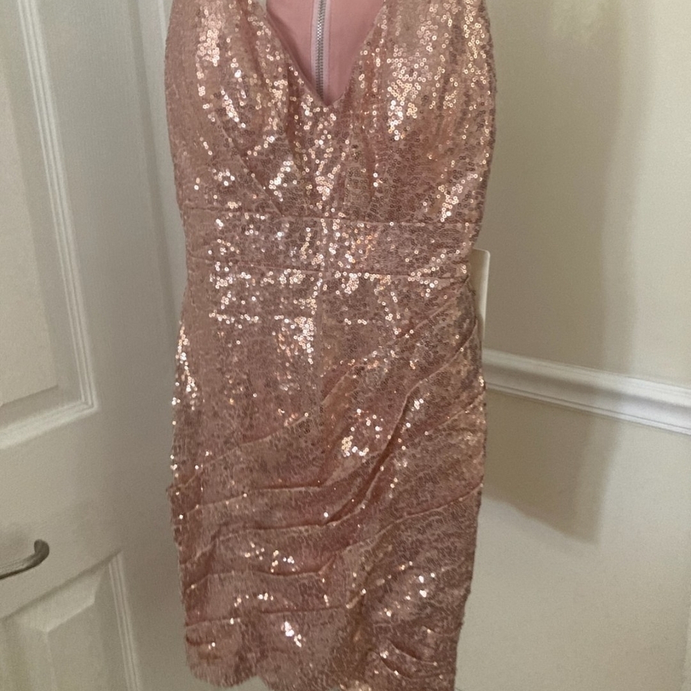 Sequin Midi Dress in Pink